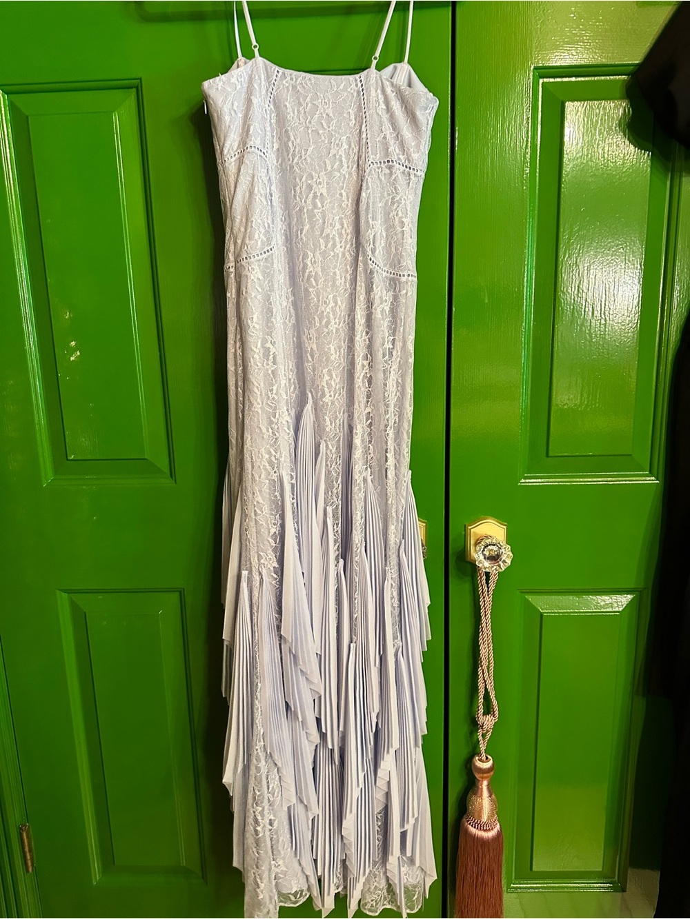 Simkai Gertrude Pleated Chiffon and Lace Gown - Picture 10 of 10